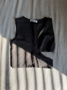 Black Asymmetric Cutout Tank